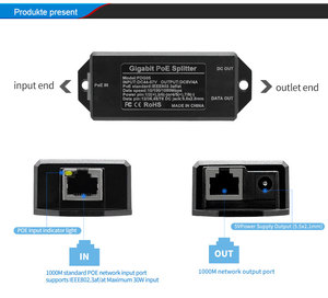 Gigabit POE Splitter Factory Venta al por mayor 48V DC Entrada 802.3At Separador 5V 4A Salida 10/100/1000Mbps con cables para sistema CCTV - Product Image 5