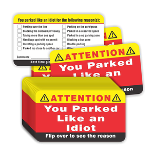 Customize You Parked Like an Idiot <strong>Business</strong> <strong>Cards</strong> (<strong>Pack</strong> of 100) Bad Parking <strong>Cards</strong> 3.5&quot;x2&quot; Multi Reasons Violation - Product Image 2