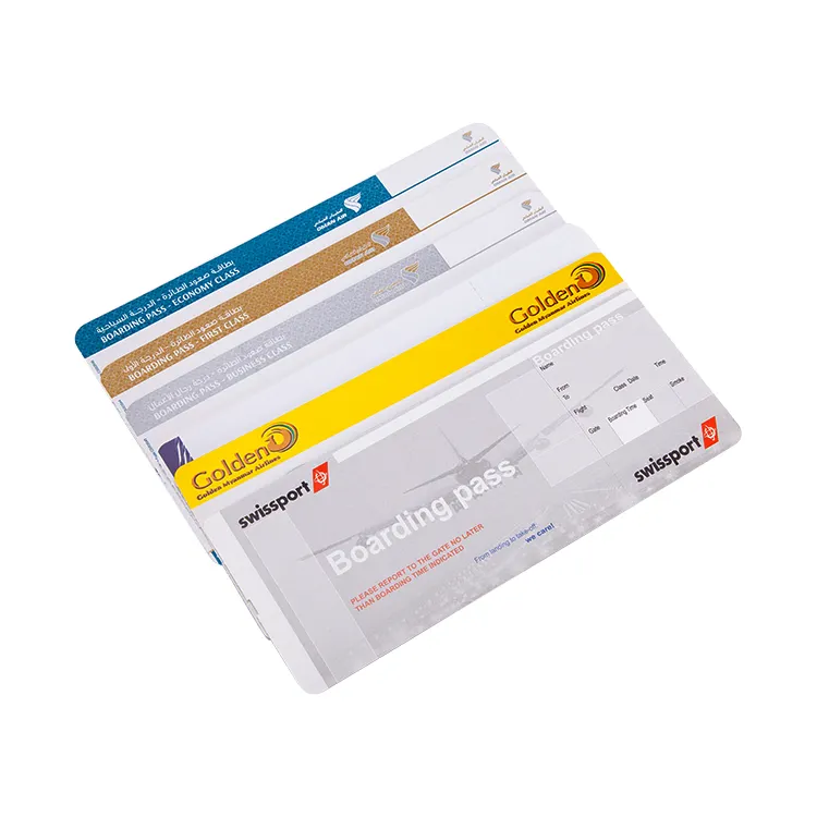 Toptan özel termal kağıt havayolu bilet biniş kartı baskı yüksek kaliteli havayolu biniş kartı