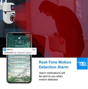 Cámara Domo CCTV de red interior/exterior de doble lente de 4MP con detección de movimiento visión nocturna almacenamiento de datos en la nube WIFI PTZ CMOS Sensor - Product Image 5