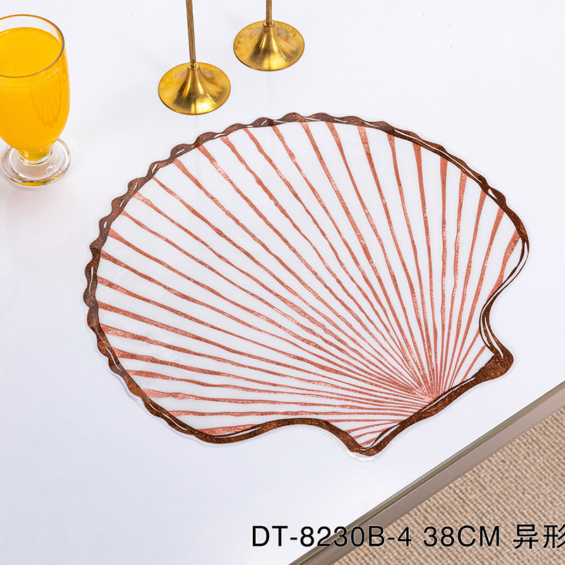 Sea Shell Shape Irregular Cute Gold Dinning PVC Plastic Placemats