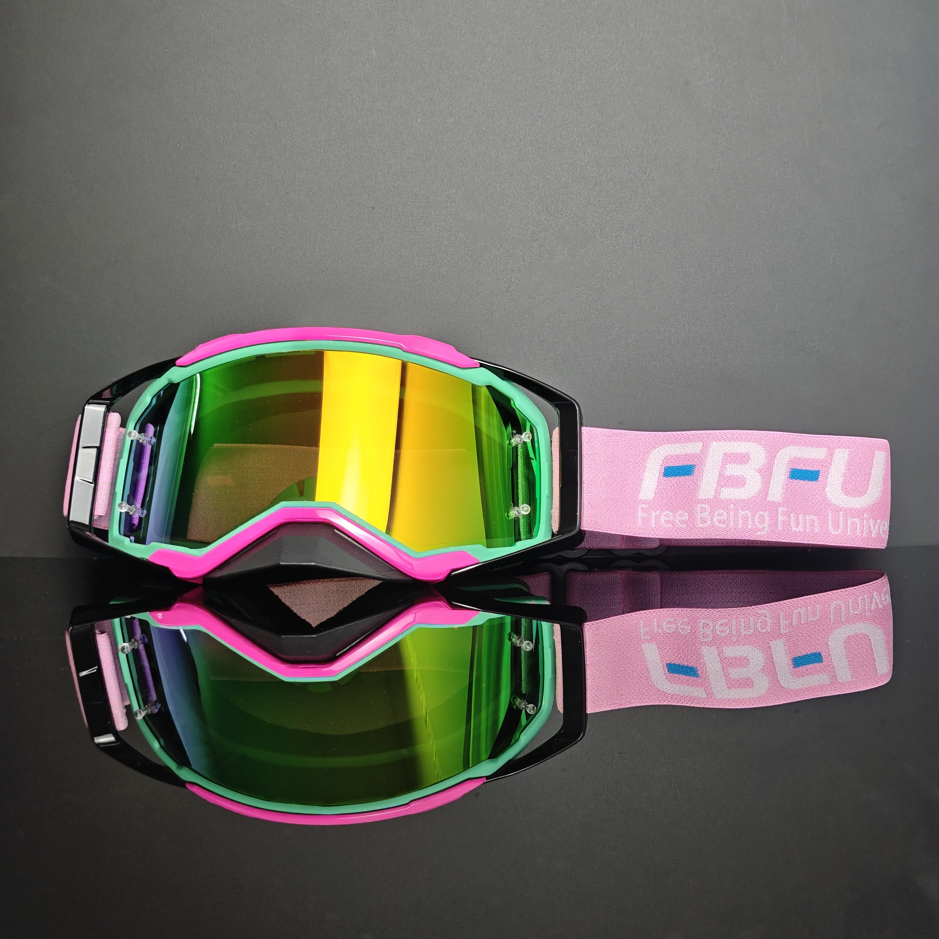 Pink green framed pink glasses