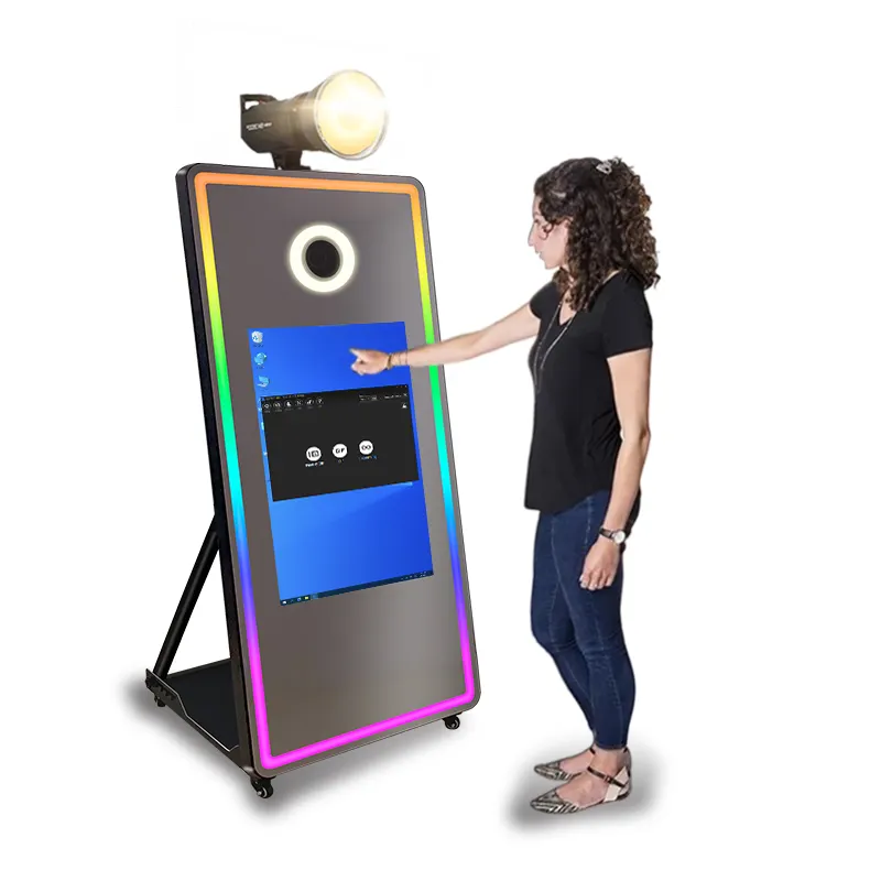 Di alta qualità portatile Touch Screen specchio magico foto cabina stampa automatica Photobooth chiosco macchina con stampante e macchina fotografica
