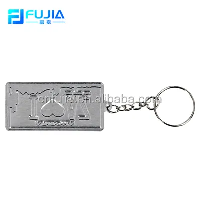 Porte-clés promotionnel en métal gaufré cadeau populaire en aluminium conception personnalisée porte-clés coloré