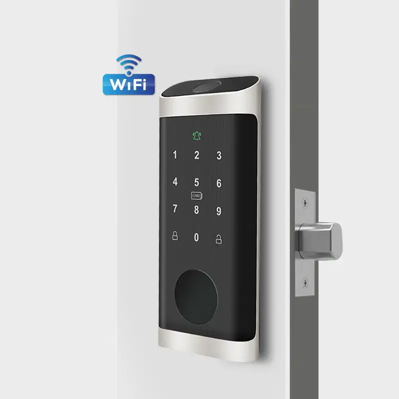 Cerradura de puerta inalámbrica de seguridad Wifi Tuya para uso doméstico inteligente compatible con aplicación contraseña huella dactilar para desbloquear la puerta