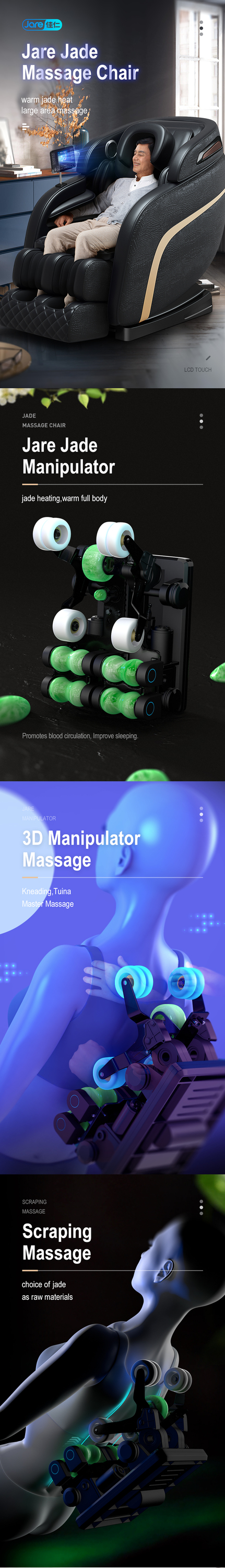 Jare-A6 Jade  SL-Track  Wholesale Factory  Cheap Full Body Massage Chair High Quality Zero Gravity Massage Chair