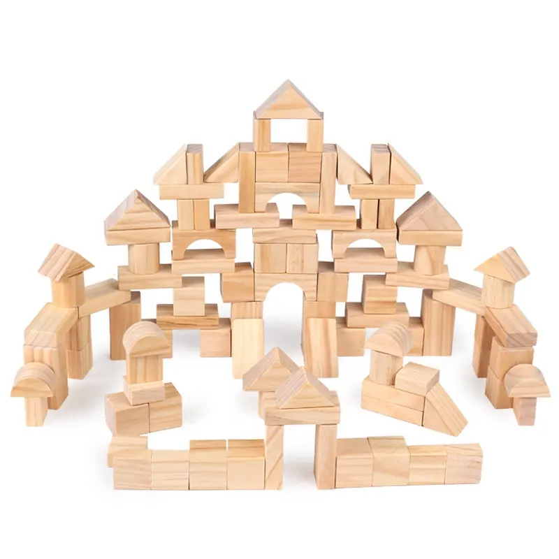 Blocs de construction en bois pour enfants Blocs d'empilage en bois naturel Jeu d'empilage Géométrie pour les enfants