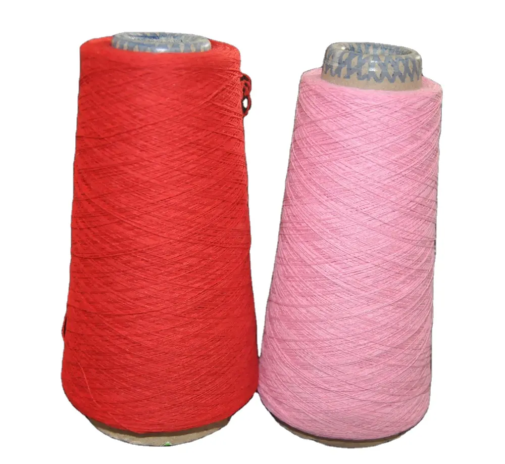 Ne20/2 strati filo di cotone riciclato rosso tinto tessitura a maglia oe estremità aperta filati in cina fornitore produttore