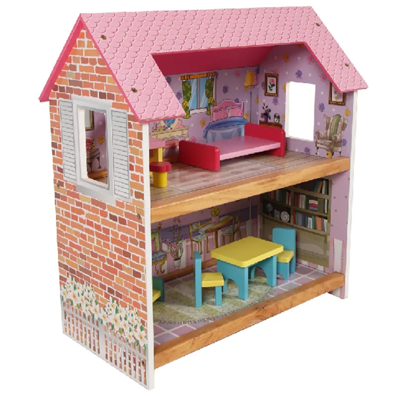 Casas de bonecas de madeira, brinquedos para meninas