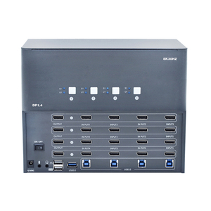 4ポート8KクアッドモニターDP1.4 KVMスイッチリモコン4コンピュータキーボードマウス対応Windows/Mac/Linuxのセットを共有 - Product Image 1