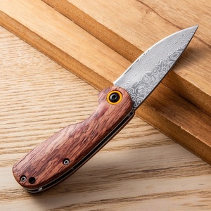 Hot Bán Nhỏ Damascus Thép Pocket Knife Biểu Tượng Tùy Chỉnh Hoàn Chỉnh Tay Cầm Bằng Gỗ Gấp Dao Edc DIY Quà Tặng Cắm Trại - Product Image 2