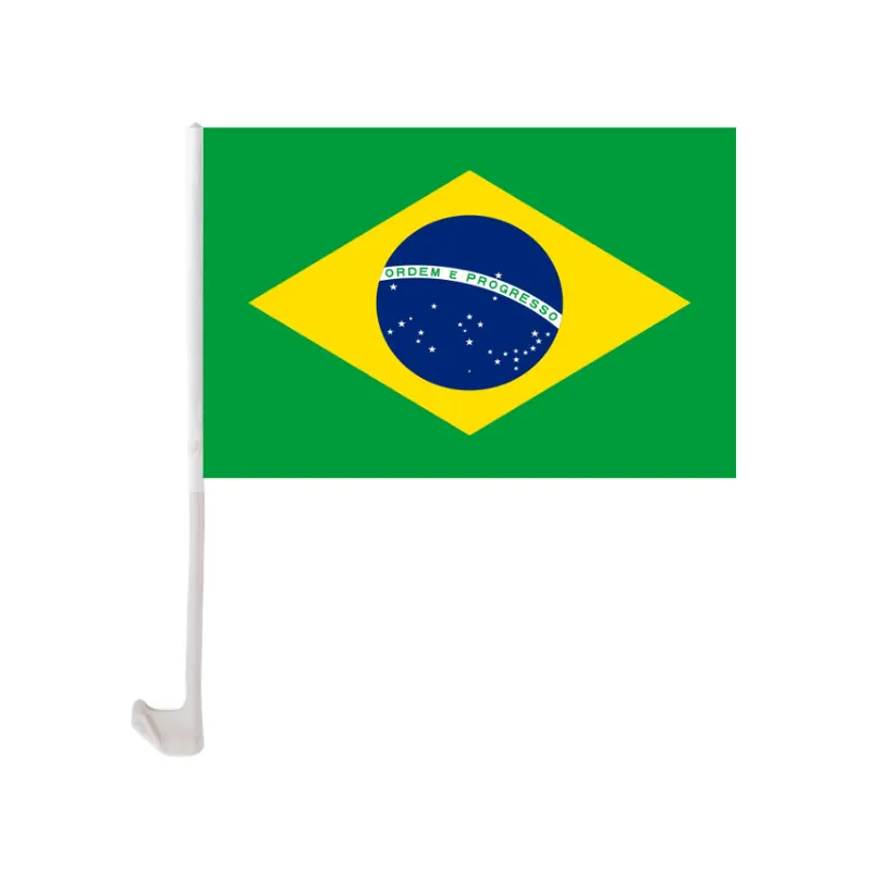 कम कीमत कस्टम डबल सिलाई पॉलिएस्टर मुद्रण के लिए 30*45cm ब्राजील फ्लैग कार की खिड़की