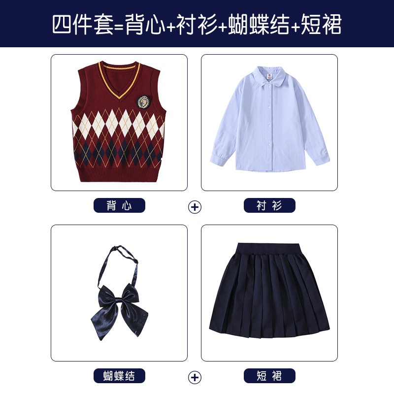 Ensemble quatre pièces rouge et bleu pour fille