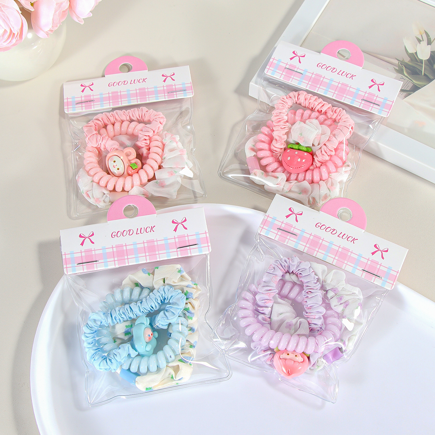 5PVC Bag Cartoon Phone Cloth Wipe Ring (3 Pieces)