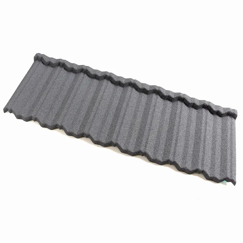 Bardeaux de toiture en béton 0.4mm de haut Pierre Enduit Aluminium Zinc Acier Toiture Tôle Pierre Métal Enduit Tuile