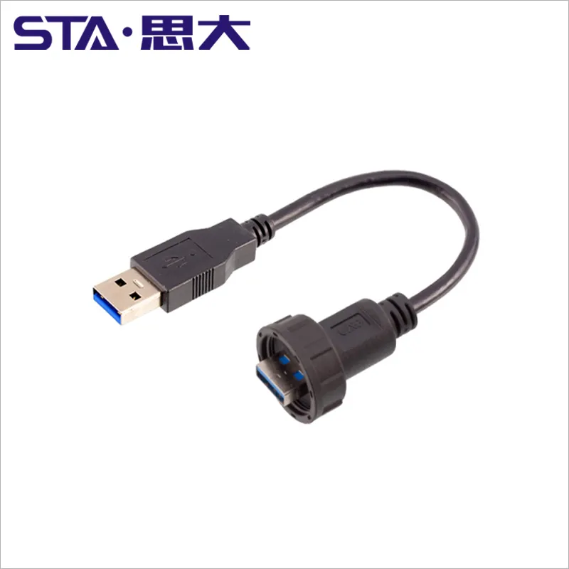 Cable USB 3,0 resistente al agua, Conector de montaje de Panel de datos con Cable personalizado, macho y hembra conector tipo USB, extensión de Cable Ip67