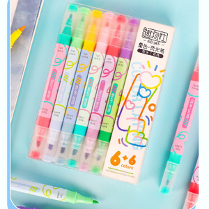 Resaltador de capas de color de doble cabeza Los colores apilables se pueden pintar con resaltador de marcador de cambio de color de flash Kawaii - Product Image 3
