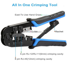Multi-Functional Plier <strong>EZ</strong> Cat5e Cat6 Cat7 Ethernet Cut and Wire Stripper Pass Through <strong>Network</strong> Cable RJ45 Connector Crimping Tool - Product Image 4
