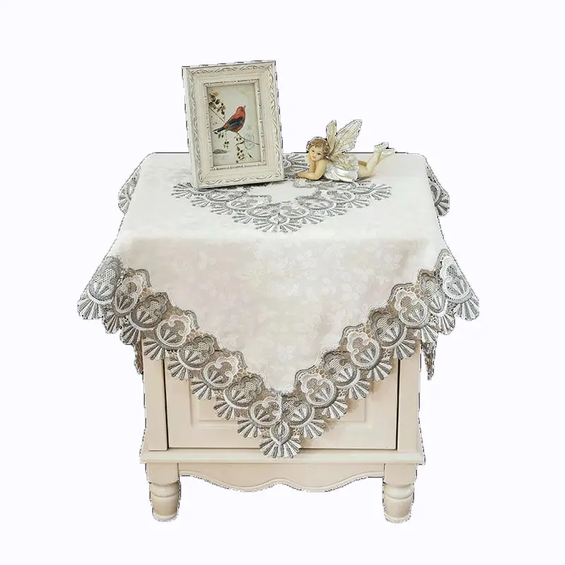 Toptan yuvarlak nakış masa örtüsü dekorasyon düğün masa örtüleri için işlemeli dantel masa örtüsü