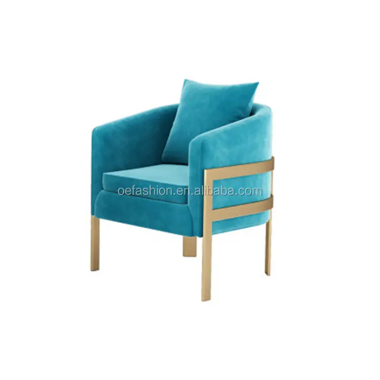 OE-FASHION Velvet cushion party chair with gold metal frame U-shaped style living room dining chair
