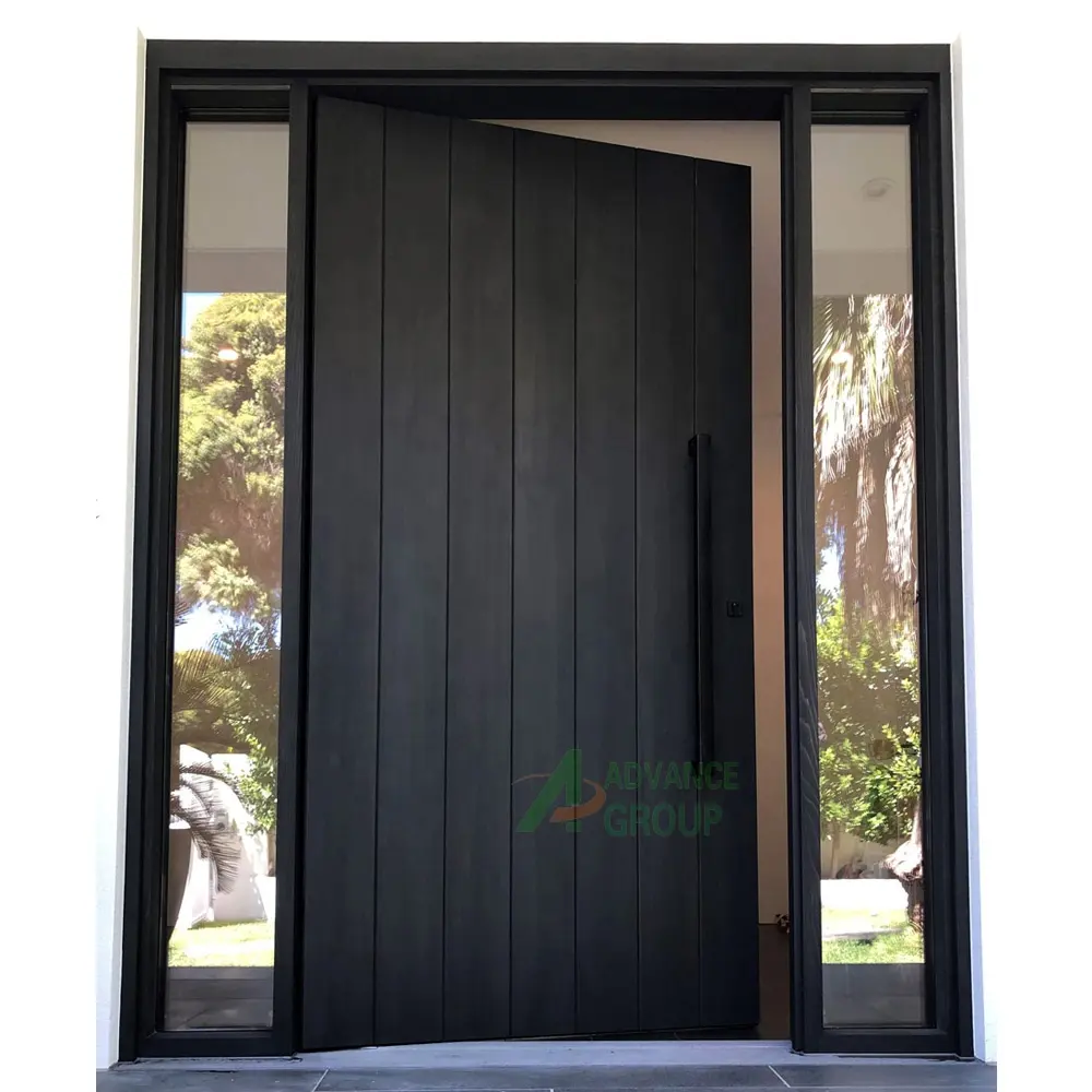 Prezzo economico robusto ed elegante isolamento in alluminio porta di sicurezza in legno in acciaio inossidabile porte d'ingresso a bilico anteriore residenziale