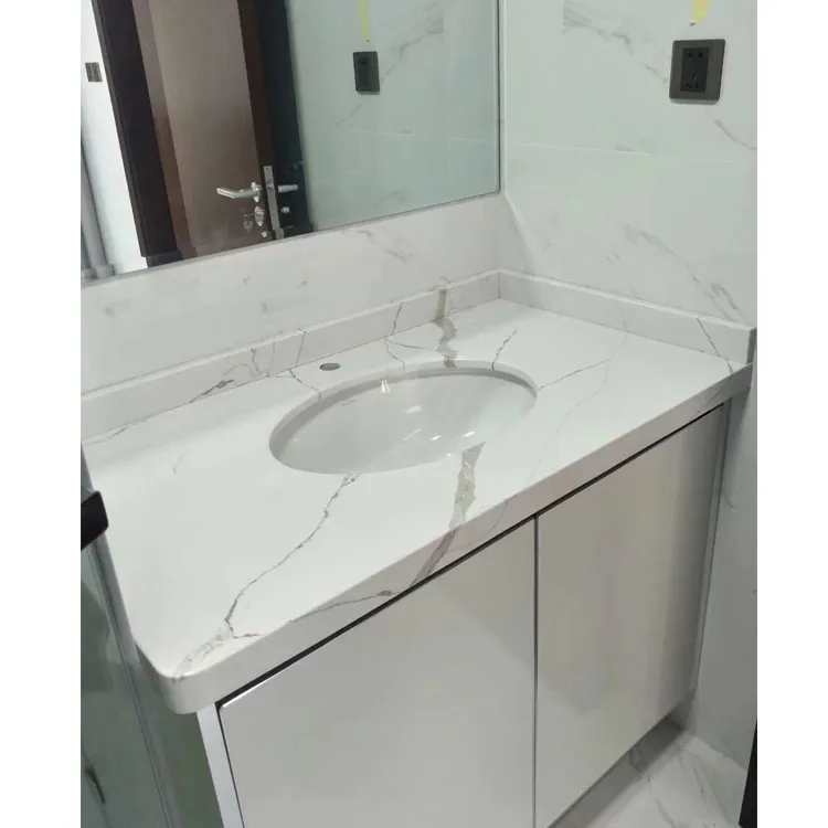 Moderno quartzo dupla pia do banheiro vanity top para venda