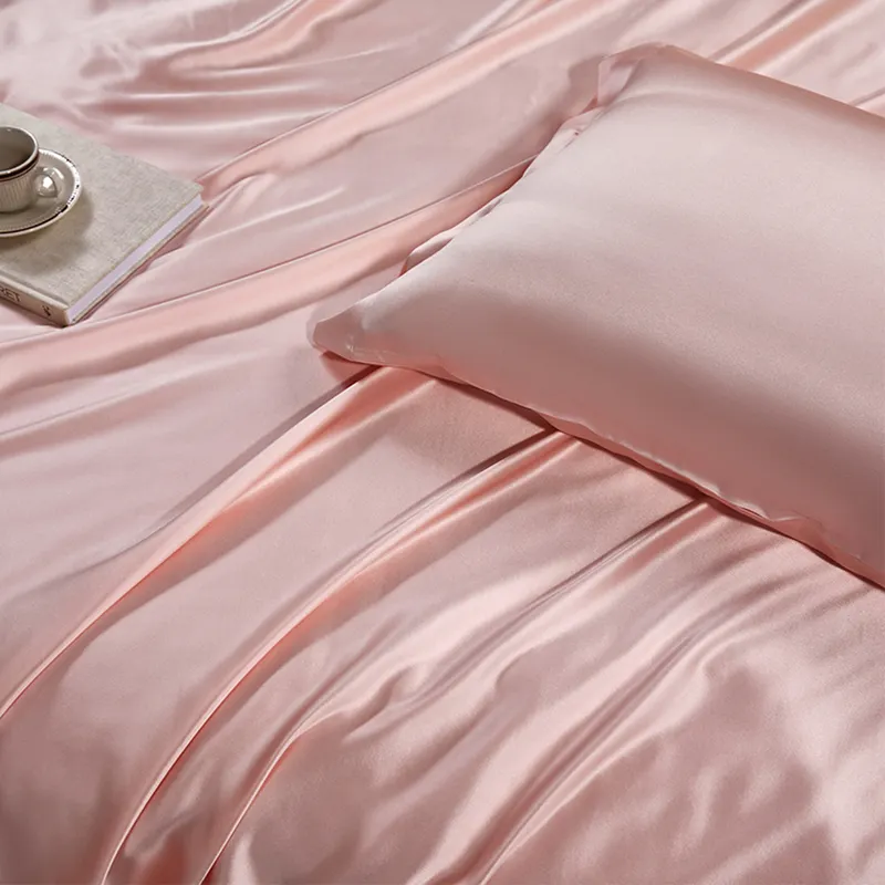 Drap de lit en soie pure, literie en soie glacée personnalisée, taille personnalisée, couvre-lit, 4 pièces
