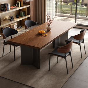 Phong Cách Cổ Rắn Gỗ Óc Chó Retro Bàn Ăn Ghế Đặt Cao-<span class=keywords><strong>End</strong></span> Hình Chữ Nhật Bàn Ăn Dày Phương Tây Trang Trí Nội Thất - Product Image 1