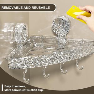 Angolo doccia Caddy amovibile ventosa doccia scaffale adesivo bagno doccia Organizer con ganci staccabili