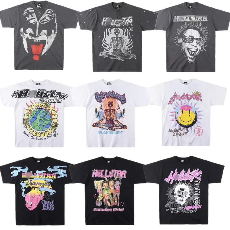 Venta al por mayor Hellstar T-shirts Premium Printed Cotton Tees para hombres y mujeres T shirt S