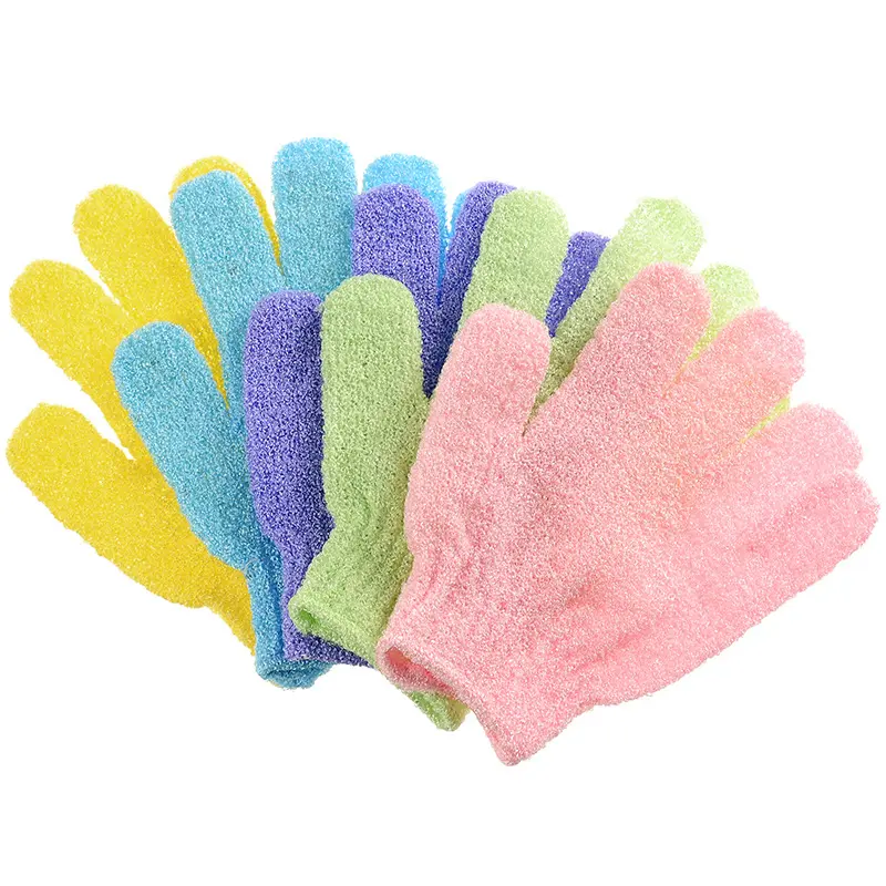 Ensemble de gants de bain exfoliants naturels OEM avec logo personnalisé, gant en coton pour enlever les peaux mortes, nettoyant pour la douche, gant pour enfants pour massage corporel