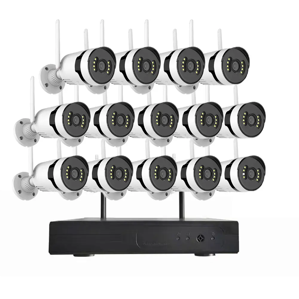 14CH NVR sistema di telecamere di sicurezza per la visione notturna all'aperto 3MP telecamera di sorveglianza resistente alle intemperie CCTV DVR per la registrazione 24/7