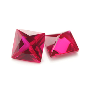Wuzhou Jinying Best Price Fancy Shape <strong>Ruby</strong> Stone Princess Square Cut Synthetic <strong>Ruby</strong> 5# Corundum Loose Gemstone