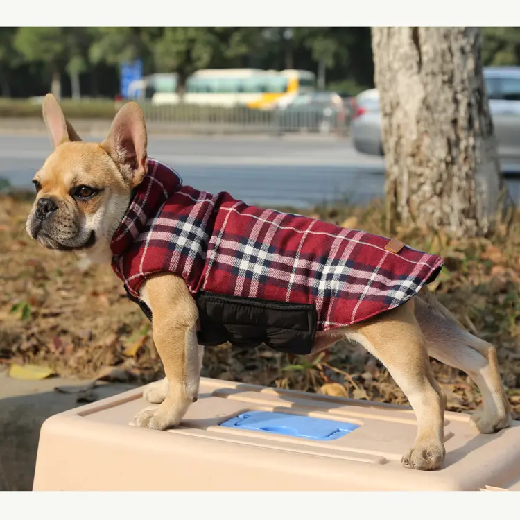 도매 럭셔리 개 의류 겨울 격자 무늬 디자인 옷 애완 동물 개 옷