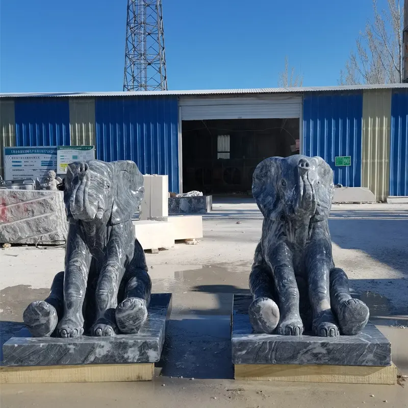 Personalizado alta qualidade cinza granito mármore Tailândia elefante jardim estátua mão esculpir mármore branco artesanato