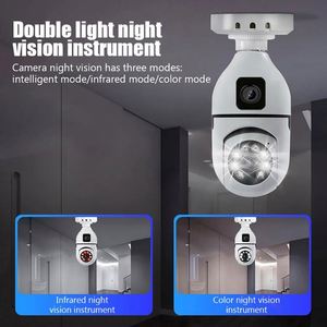 עדשה כפולה מצלמה cctv אור נורת e27 אלחוטי אבטחה קול אזעקה שני דרך אודיו צג תינוק