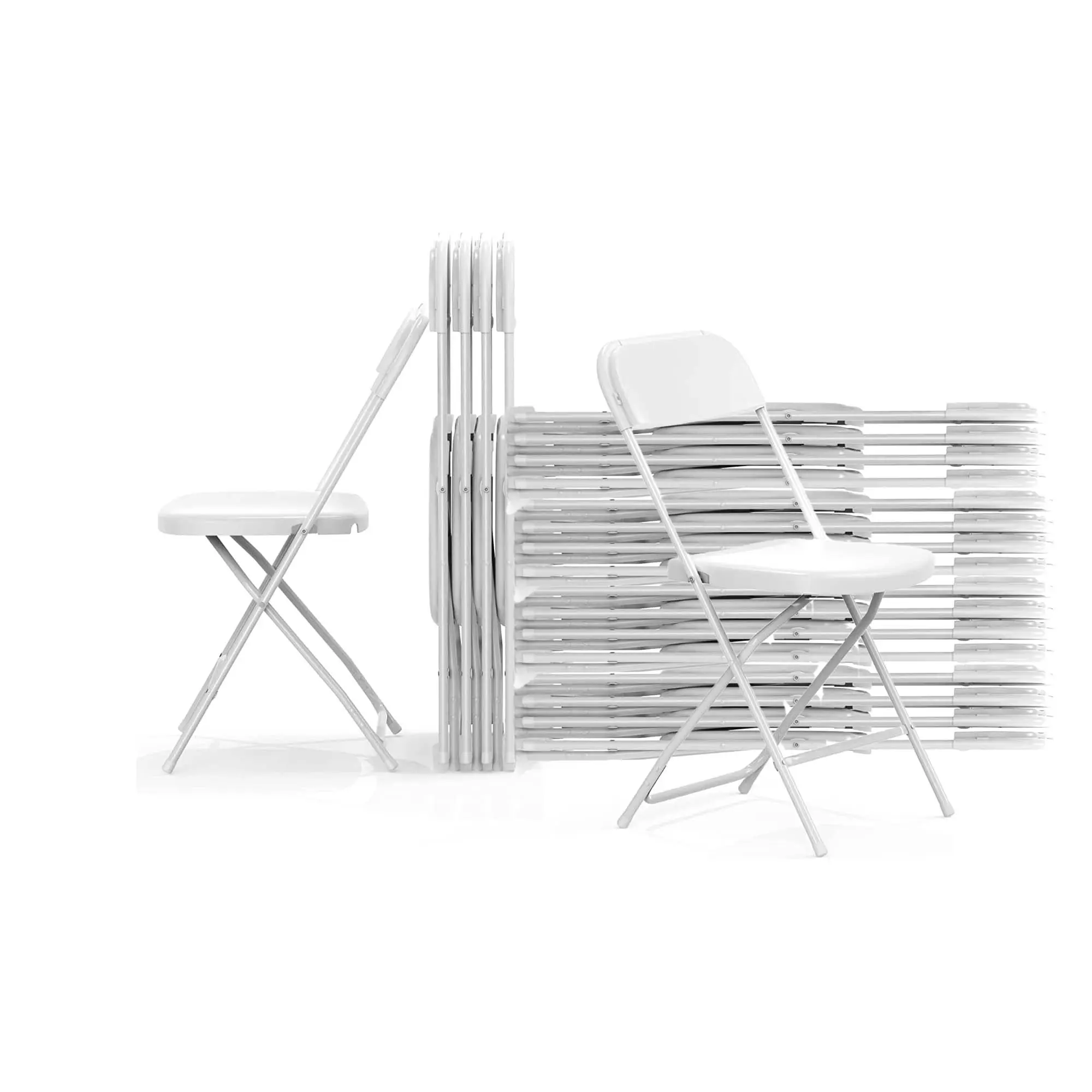 Asiento comercial apilable portátil para interiores y exteriores, marco de acero, silla de plástico plegable blanca para Bodas de 350LB