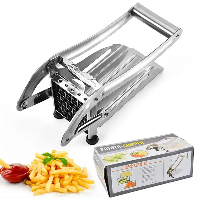 Hyri Professional Stainless Steel Potato Slicer Press French Fries Cutter French Fry Cutter with 2 Blades Potato Slicer