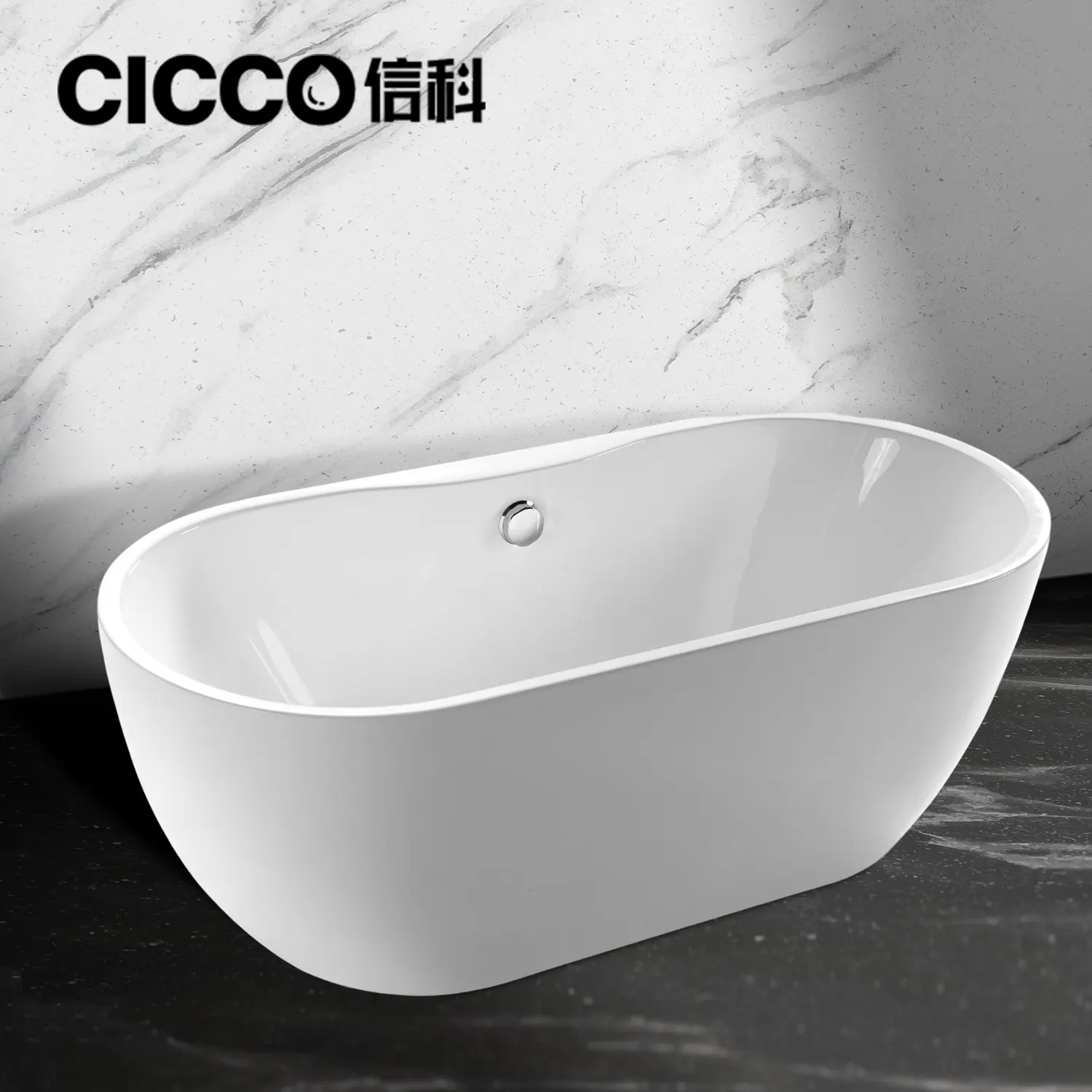 CICCO CH5203 Fabrik direkt Verkauf tragbare Badewanne für Erwachsene Solid Surface Badewanne mit Wasserhahn Badezimmer Freistehende Badewanne