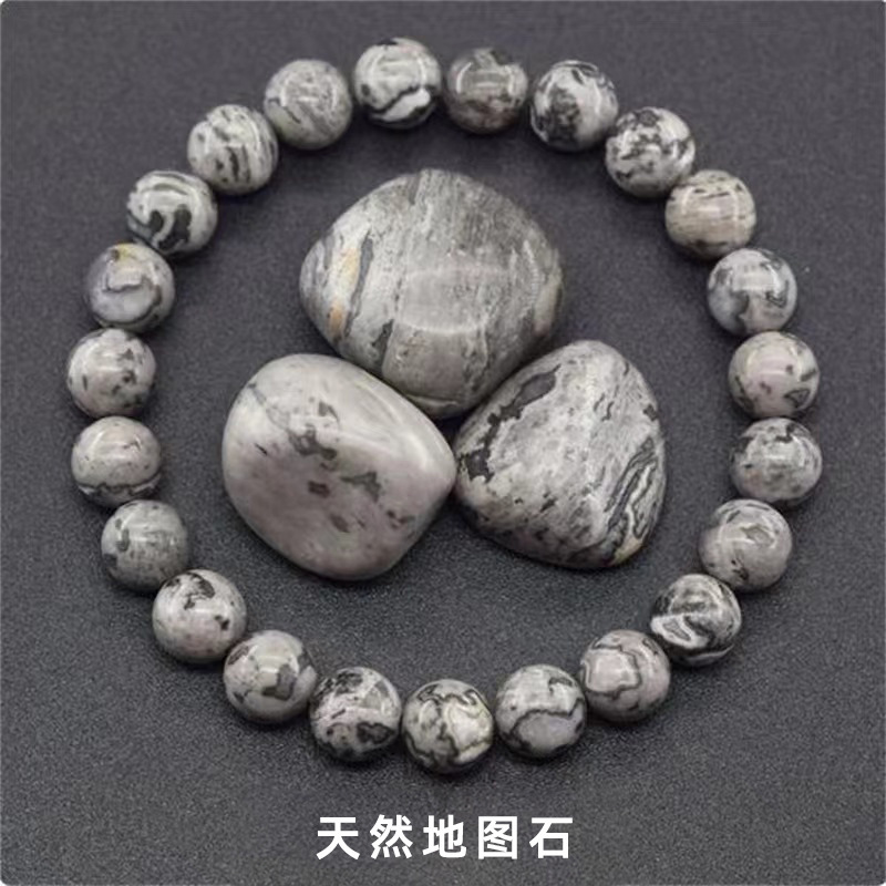 Natural map stone bracelet