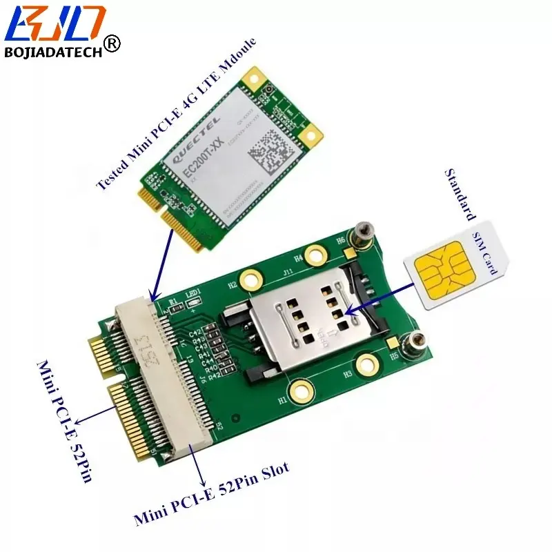 Mini PCI-E zu MPCIe kabelloser Modul-Adapter Konverterkarte mit SIM-Karten-Schlitz Unterstützung 3G 4G WWAN LTE Modem