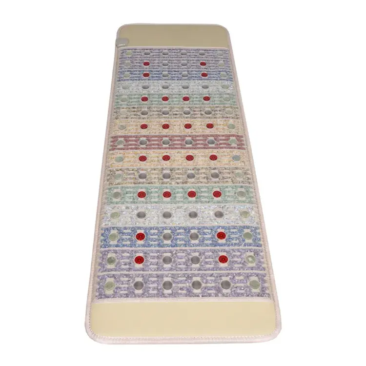 Aangepaste Pemf Therapie Amethist Kristal Infrarood Chakra Mat Met Led Foton Licht Jade Toermalijn Edelsteen Matras