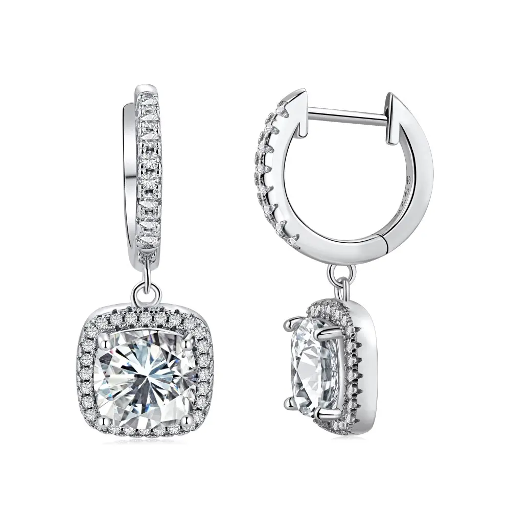 Dylam Sterling Silver Stud Earrings Drop Cubic Zirconia Zircon Shaped For Women Gemstone Trendy Earings 2021 Jewelry