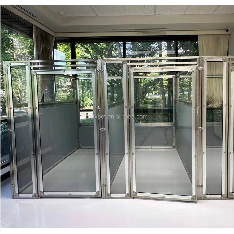 Chenil HDPE avec porte en verre trempé