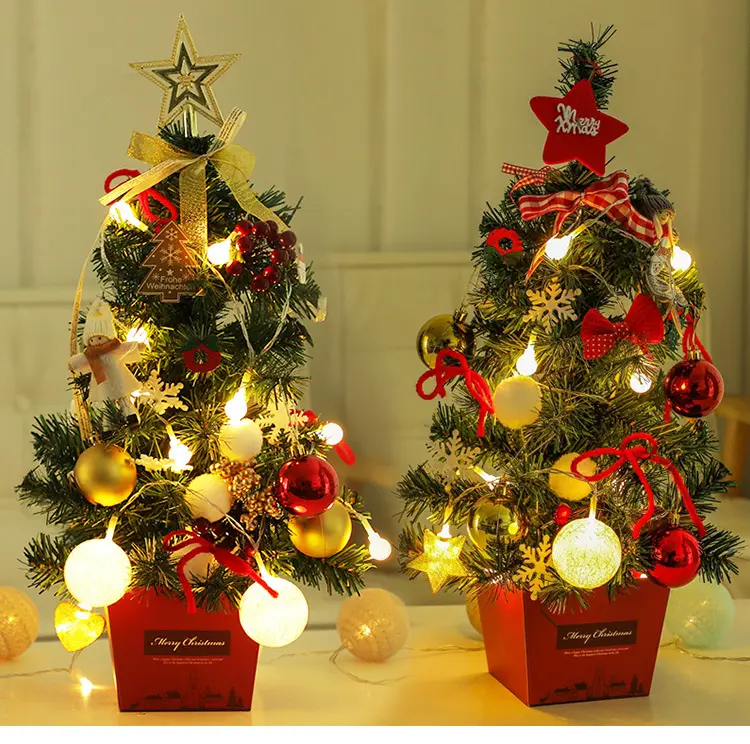 شجرة عيد الميلاد الصغيرة Palmy ، 50 من الذهب والأحمر لديكورات الطاولة