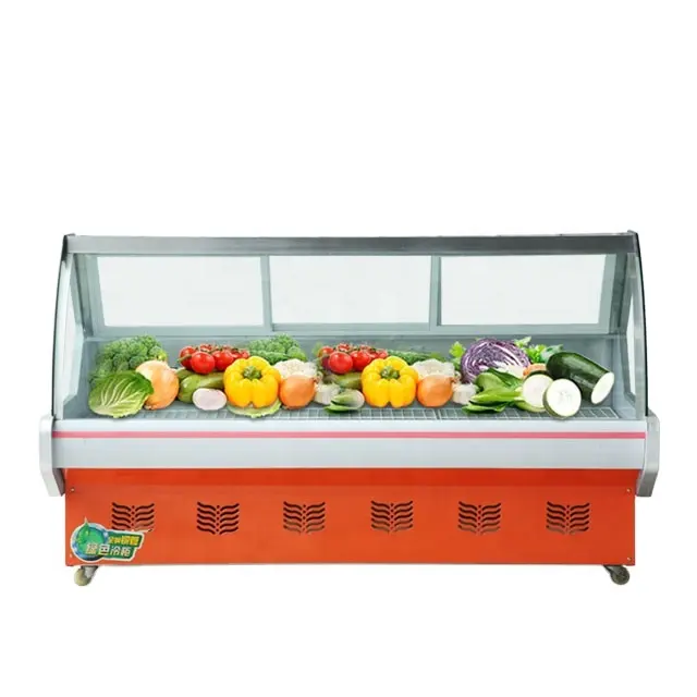 2021 Cooked meat display chiller Refrigerator Show Frozen Hanging Glass in Supermarket supermarket equipment