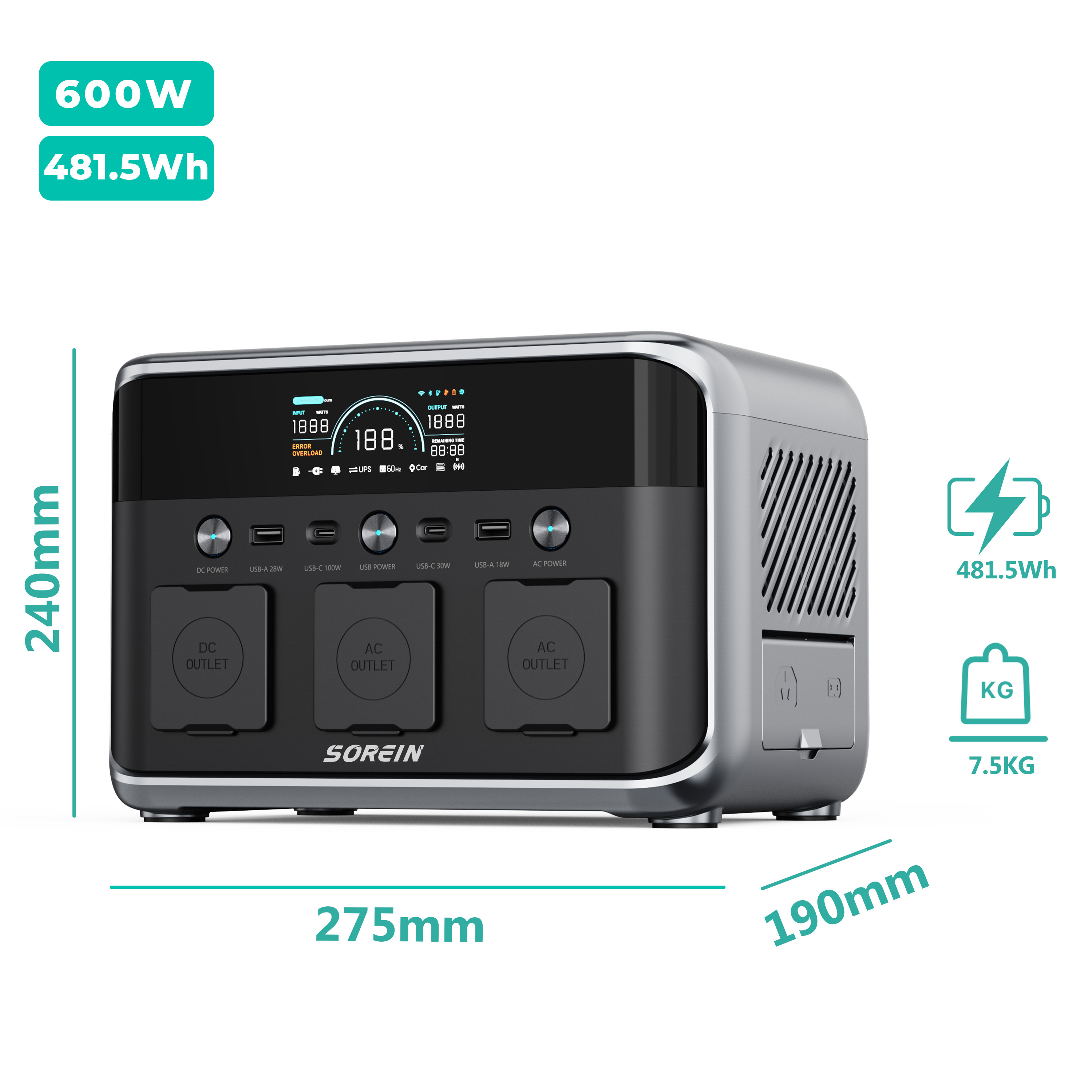 600W
