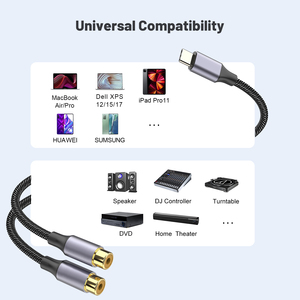 <strong>USB</strong> C to <strong>RCA</strong> <strong>Audio</strong> Cable, Type C to 2 <strong>RCA</strong> Female to Male Y Splitter Cord with DAC Chip Compatible with Pad Pro - Product Image 5