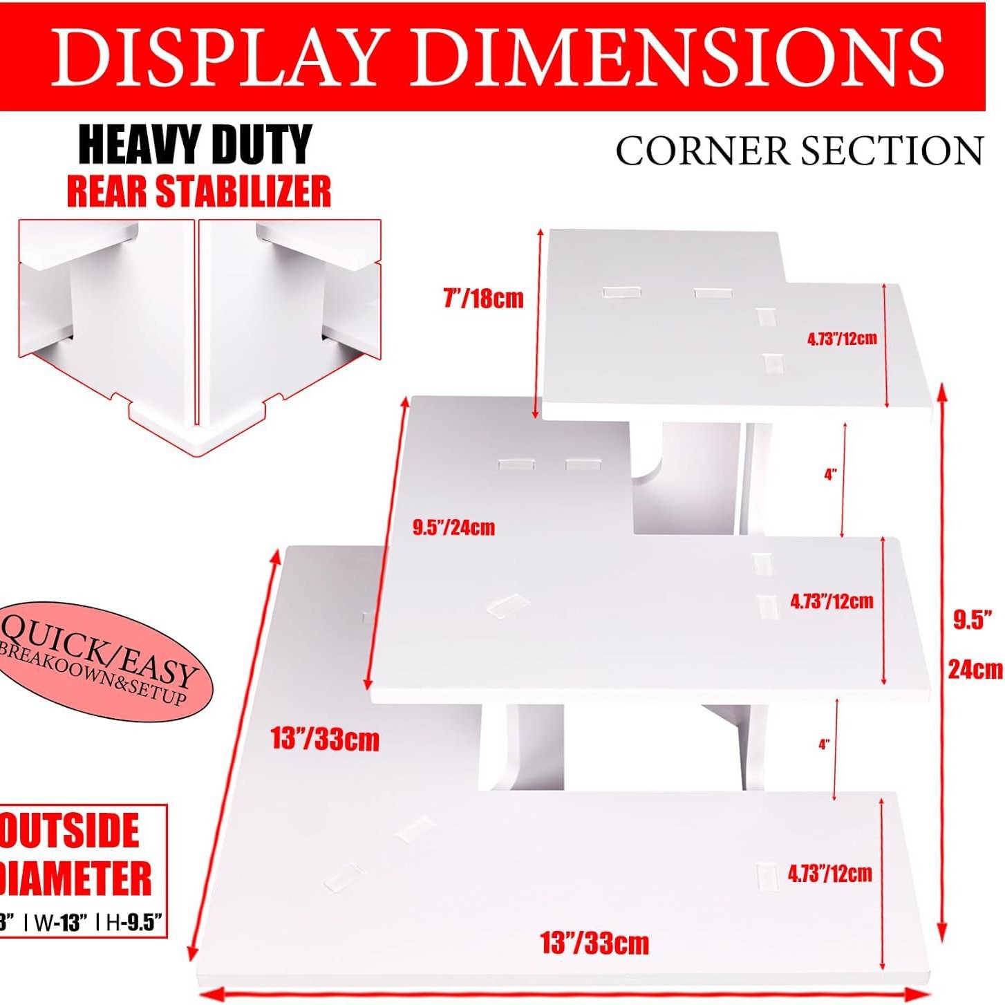White corner display stand