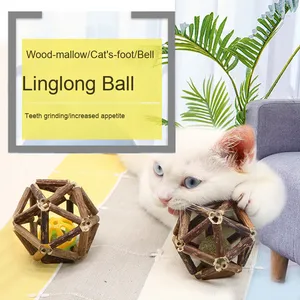 Factory Direct Eco-Friendly Wooden <strong>Catnip</strong> Ball and Teeth Cleaning Stick Daily <strong>Use</strong> Novelty Pet Toy with Grass Plastic Material